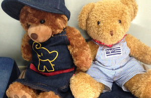 やんちゃ上等:保育園用デニムエプロンとキャップ